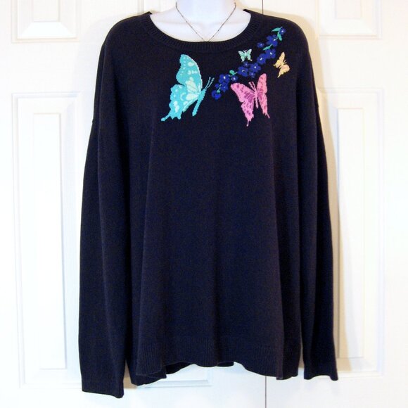 Talbots | 'Bold Butterfly' Crew Neck Sweater - Picture 2 of 9
